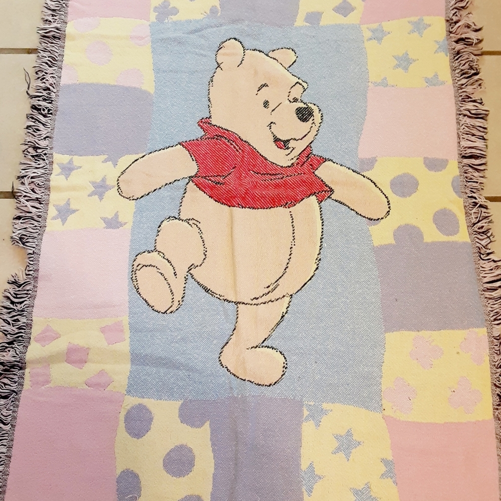 Disney Winnie the Pooh Afghan Tapestry Fringe Thro